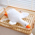 Cute white goose plush backpack with soft faux fur and adjustable straps for women - White