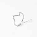 Polished silver wave ring with micro-pave crystals in adjustable open design - Silver (B551)