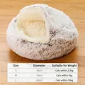 Letto grigio in peluche per gatti e cani con tabella delle taglie completa - Stile Peluche / 60x60cm / Caffè nobile