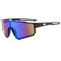 Sport cycling sunglasses with matte black frames and blue-purple gradient lenses - Black Frame Green Mirror Lens