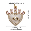 Golden heart crown evil eye pendant with pink crystals and dimensions 23x19mm - CX142-4 (Pink Crown Heart Eye)