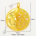 Golden sun and moon pendant with white zircons featuring detailed size measurements - K66 Moon