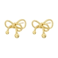 Eleganti orecchini a perno a forma di fiocco dorato in metallo lucido dal design minimalista - Stile Nodo a Nastro (VE1424 Oro)