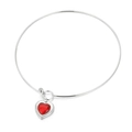 Silver stainless steel heart necklace with a faceted red crystal heart pendant - Silver Bright Red Heart Style (KN233259-Z)