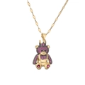Collana con orsetto con corona e strass viola su catena a maglie piatte color oro lucido - Rosa Rossa