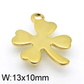 Pendentif trèfle à quatre feuilles en acier doré poli, dimensions 13x10mm - Or (KLJ4775-Z)