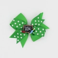 Nœud à cheveux vert à pois avec détail de tableau ABC, pomme et crayon - Vert