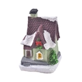Miniature green Christmas snow house figurine with glitter snowy roof and red bow decoration - Pale Green Snow Cottage (Style J)