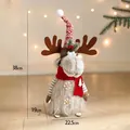 38cm gray Christmas plush reindeer doll with red scarf and hat holiday home decoration - Sleigh Reindeer