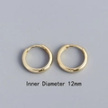 Minimalist s925 silver hoop earrings in golden finish with 12mm inner diameter - 12mm / Gold
