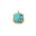 Square gold pendant with turquoise stone inlay on a minimalist stainless steel chain - Gold/Turquoise (Pendant Only)