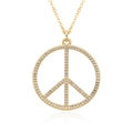 Collana con ciondolo segno della pace dorato hip hop con cristalli e catena a maglie - Classico Pavé Segno della Pace (h117)