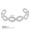 Silver stainless steel oval link open cuff bracelet with 14.5mm height and 10g weight - Hollow Oval Chain Link (SZ80) / Silver