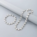 Silver stainless steel pig nose chain necklace and bracelet set with lobster clasp - 11mm Steel