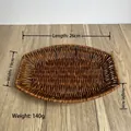 Dark brown woven snack tray in oval rectangular shape, size 26x19x4cm for food serving - Oval Flat Top Medium / Dark Coffee