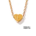 Elegant gold heart pendant necklace with letter L engraving on 45cm chain - Letter-L