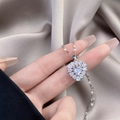Élégant collier cœur en argent avec un grand pendentif en zircon blanc et halo - 0644-Argent Grappe de Cœur Transparent