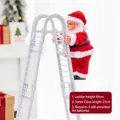 Babbo Natale elettrico che sale su scala bianca da 40 cm per decorazioni natalizie - Babbo Natale su scala a pioli (bianca)