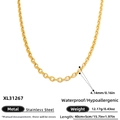 Gold stainless steel chain necklace with size measurements, waterproof and hypoallergenic - Gold Curb Chain Necklace (XL31267)