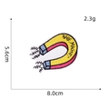 Cartoon magnet embroidery patch with Babe Magnet text, size 8.0x5.6cm on white background - Yellow Magnet
