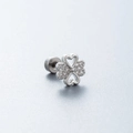 Silver four-leaf clover stud earring with sparkling zircons and screw back closure - Four Leaf Clover Style (A88-3#)