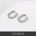 Polished silver stainless steel oval U-shaped hoop earrings in 4.0x18x23mm size - 4*18*23mm / Steel