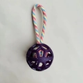 Deep purple hollow training ball with colorful woven rope handle for dogs and cats - Purple Single Ear Ball