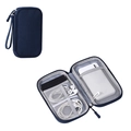 Deep blue multi-layer electronic accessory organizer bag with mesh pockets and handle - Single Layer / Navy Blue