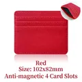 Slim red lychee pattern leather card holder with 4 slots and RFID blocking protection - 102x82mm / RFID 4 Slots / Red