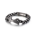 Bracciale retrò industriale da uomo in acciaio inossidabile con attrezzo e chiusura magnetica - Stile Chiave Inglese / Nero Vintage (KB120167-KFC)