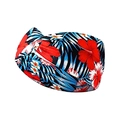 Bohemian knotted yoga headband with red hibiscus flower print on black fabric - 14# Black Base Red Hibiscus