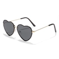 Lunettes de soleil cœur sans monture avec cadre en métal doré et verres gris foncé - Monture Dorée Verres Gris