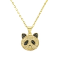 Süße Panda-Halskette in Gold-Finish mit funkelnden Kristallen und Herz-Anhänger - Pandakopf