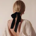 Barrette à cheveux élégante en velours noir avec grand nœud style vintage français - Style de Ruban de Noeud / Noir