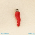 Red chili pepper pendant in stainless steel with enamel finish for DIY jewelry 17x4mm - 17x4mm Red Chili Pendant - Silver Loop (KLJ10000-Z)
