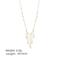 Gold French vintage necklace with white natural pearl tassels, weight 6.9g, length 50cm - Tassel Style (Tassel Necklace)