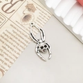 Gothic silver alloy spider pendant with skull face detail for Halloween jewelry making - Skull Spider (14x38mm)