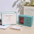 Tiffany blue gift box with red soap roses, matching handbag and greeting card set - Feather Design In Tiffany Blue; Flower Box + Tote Bag + Greeting Card