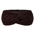 Winter fleece-lined knit headband in dark burgundy with wave pattern and twist knot - Coffee