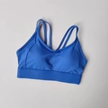 High-impact bright blue sports bra with thin double straps and wide supportive band - S / Tops / Klein Blue