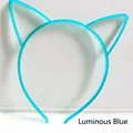 Close-up of blue cat ear headband with non-slip teeth and luminous glow-in-the-dark finish - Luminous Cat Ears / Blue