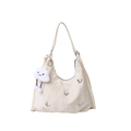 Creamy white butterfly tote bag with silver metallic accents and a cute cloud charm - White With Pendant