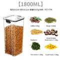 Recipiente transparente cuadrado para alimentos de 1800ML con tapa hermética negra de PET - 1800ML / Negro Transparente