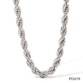 Silver stainless steel rope chain necklace with polished twisted link street style design - Silver 4.5mm Style (PCD179) / 4.5mm Thickness / 51+5cm Length