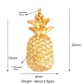 Gold pineapple pendant charm with detailed fruit texture and dimensions 15x8mm - Pineapple Style (M15Pineapple)