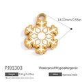Goldener Edelstahl Schneeflocken Anhänger mit weißer Emaille für DIY Schmuckherstellung - Weißer Tropföl Schneeflocke Stil (PJ91303)