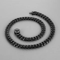 Collar cubano de 10mm en acero negro Hiphop con cierre redondo y cristales engastados - Pulsera 20CM / Negro (Hebilla de Diamantes de Imitación)