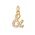 18k gold plated ampersand pendant charm with micro-paved cubic zirconia stones - Gold Color-&