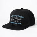 Retro black flat brim baseball cap with vintage Whiskey Ranch Feeders embroidery - Adjustable / Black