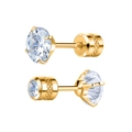 Boucles d'oreilles classiques en zircon doré avec fermoirs antidérapants texturés - 2mm (1 Pièce) / Or Zircon Blanc